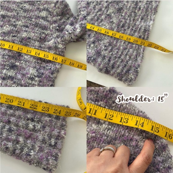 Vtg Y2K Old Navy Mohair Blend Purple Space dye Fuzzy Knit Sweater Mock Neck S - Picture 8 of 8